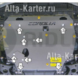 Снята с производства///Защита Мотодор для картера, КПП Toyota Auris I 2007-2012. Артикул 02537