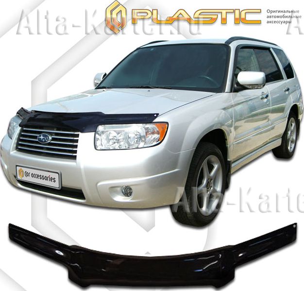 Дефлектор СА Пластик для капота (Classic черный) Subaru Forester 2005-2008. Артикул 2010010102586