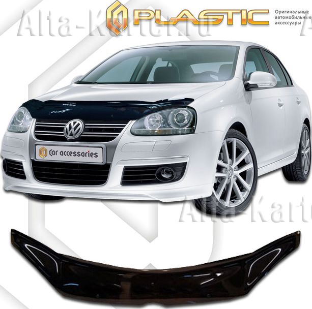Дефлектор СА Пластик для капота (Classic черный) Volkswagen Jetta V 2006-2010. Артикул 2010010101053