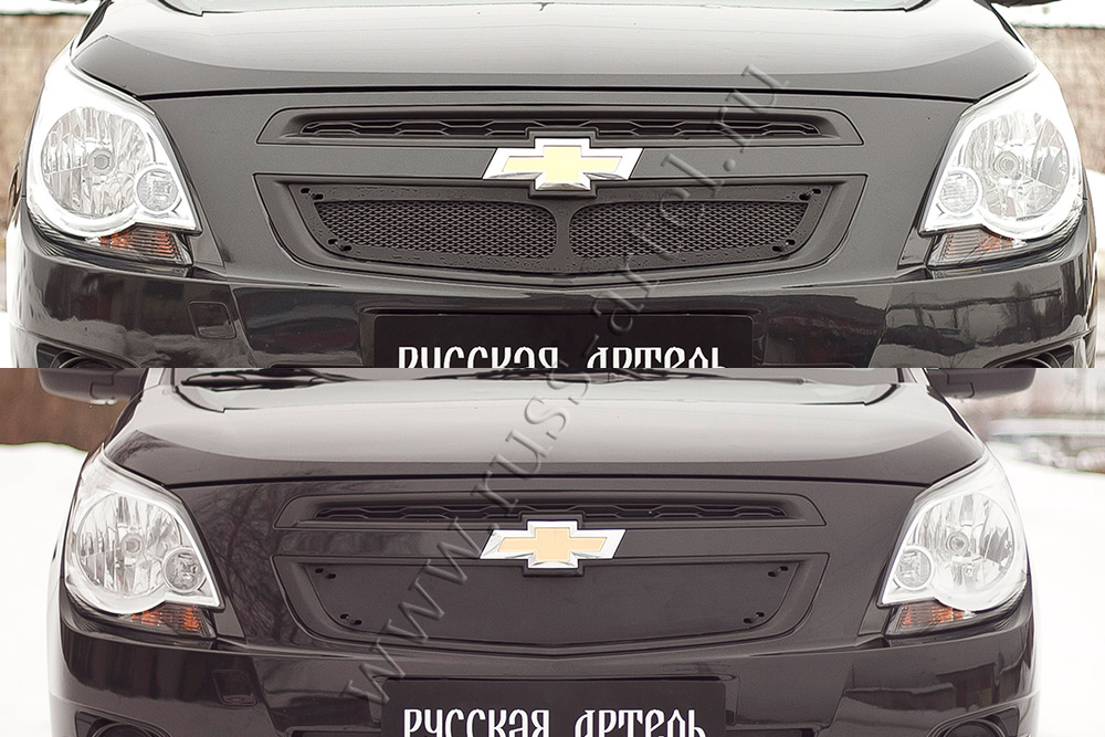 Защитная сетка и заглушка решетки радиатора Chevrolet Cobalt (седан) 2013-