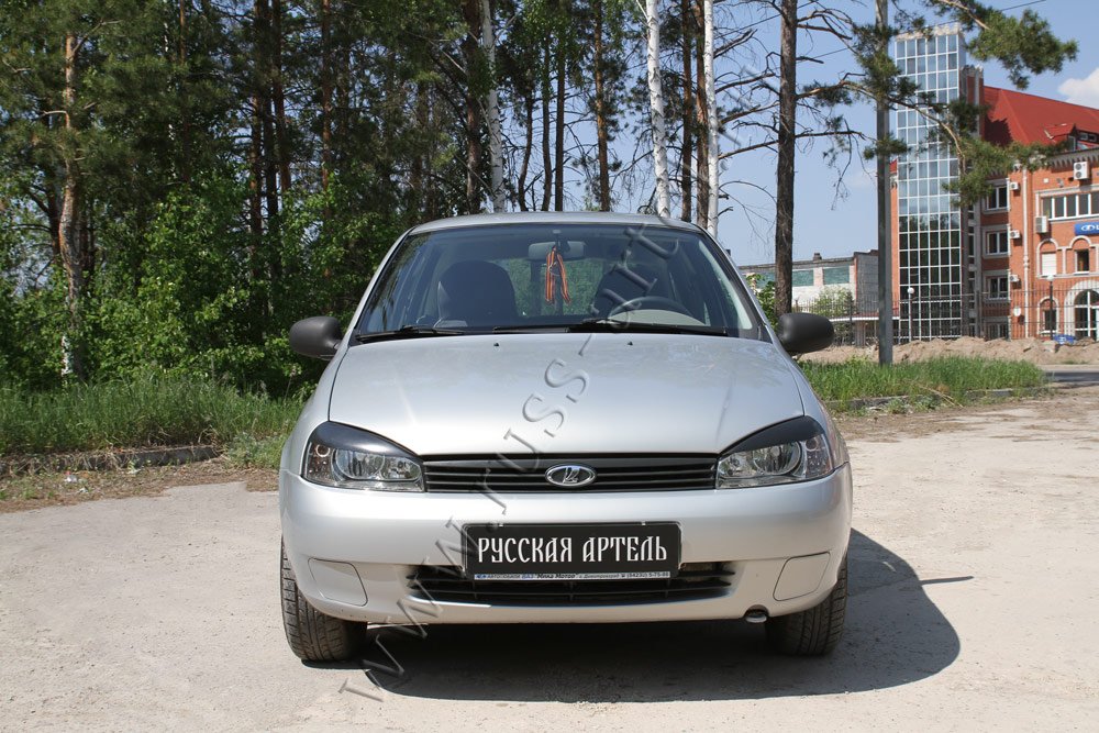 Накладки на передние фары (Реснички) Lada (ВАЗ) Kalina (хэтчбэк) 2004-2013